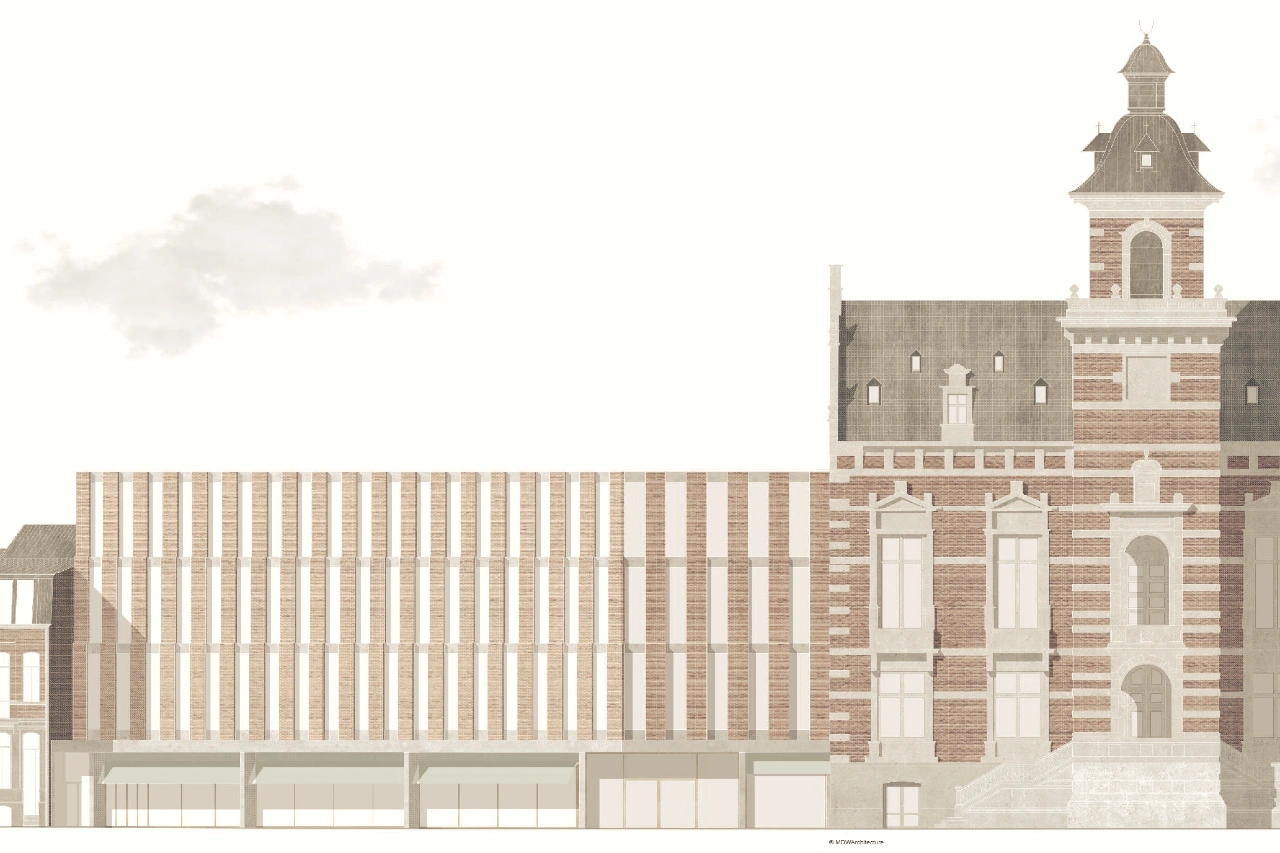 Image du projet de l’extension et rénovation de la Maison Communale d’Anderlecht par MDW Architecture. Miguel Camba architecte.
